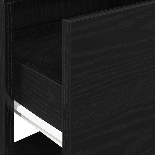 Nachttisch Schwarz Eichen-Optik mit Schublade