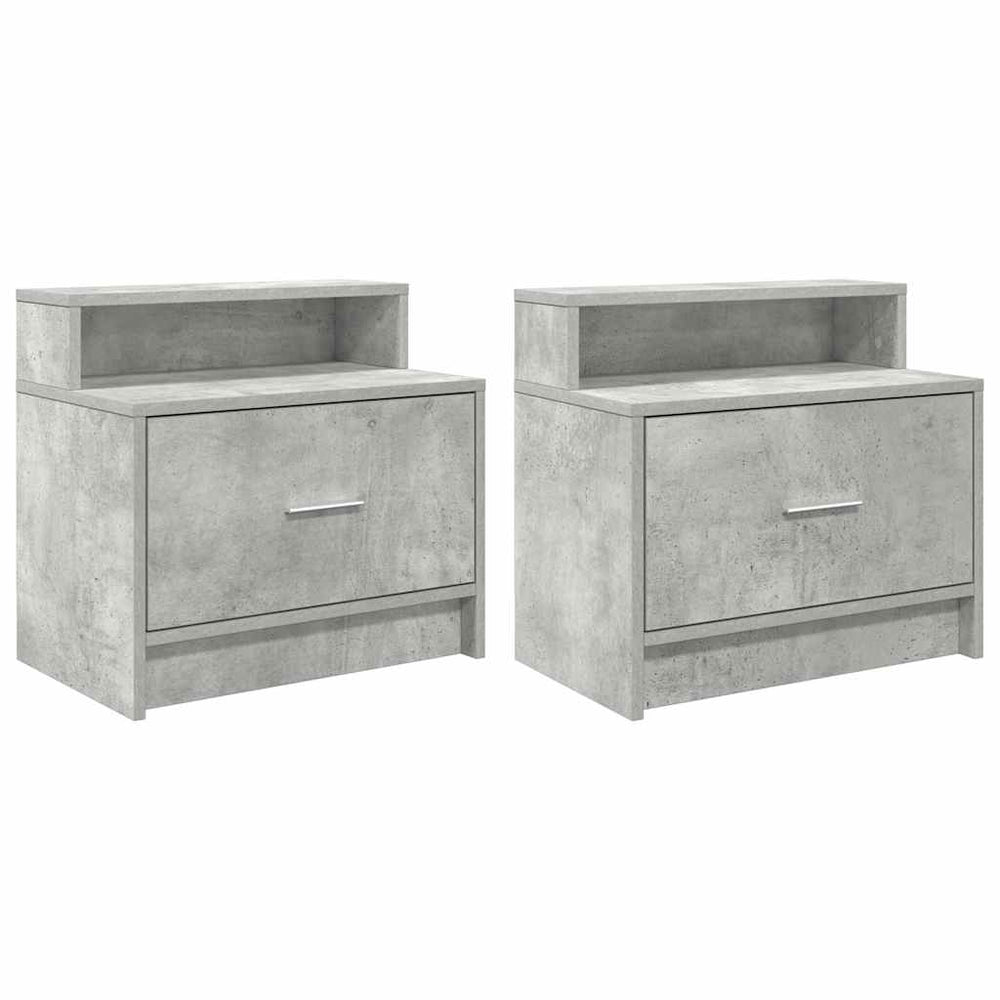 Nachttische mit Schublade, 2er-Set, Betongrau
