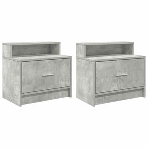 Nachttische mit Schublade, 2er-Set, Betongrau