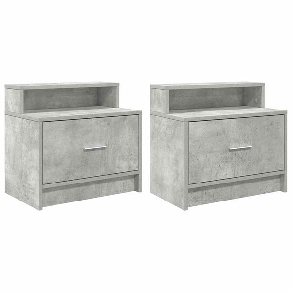 Nachttische mit Schublade, 2er-Set, Betongrau