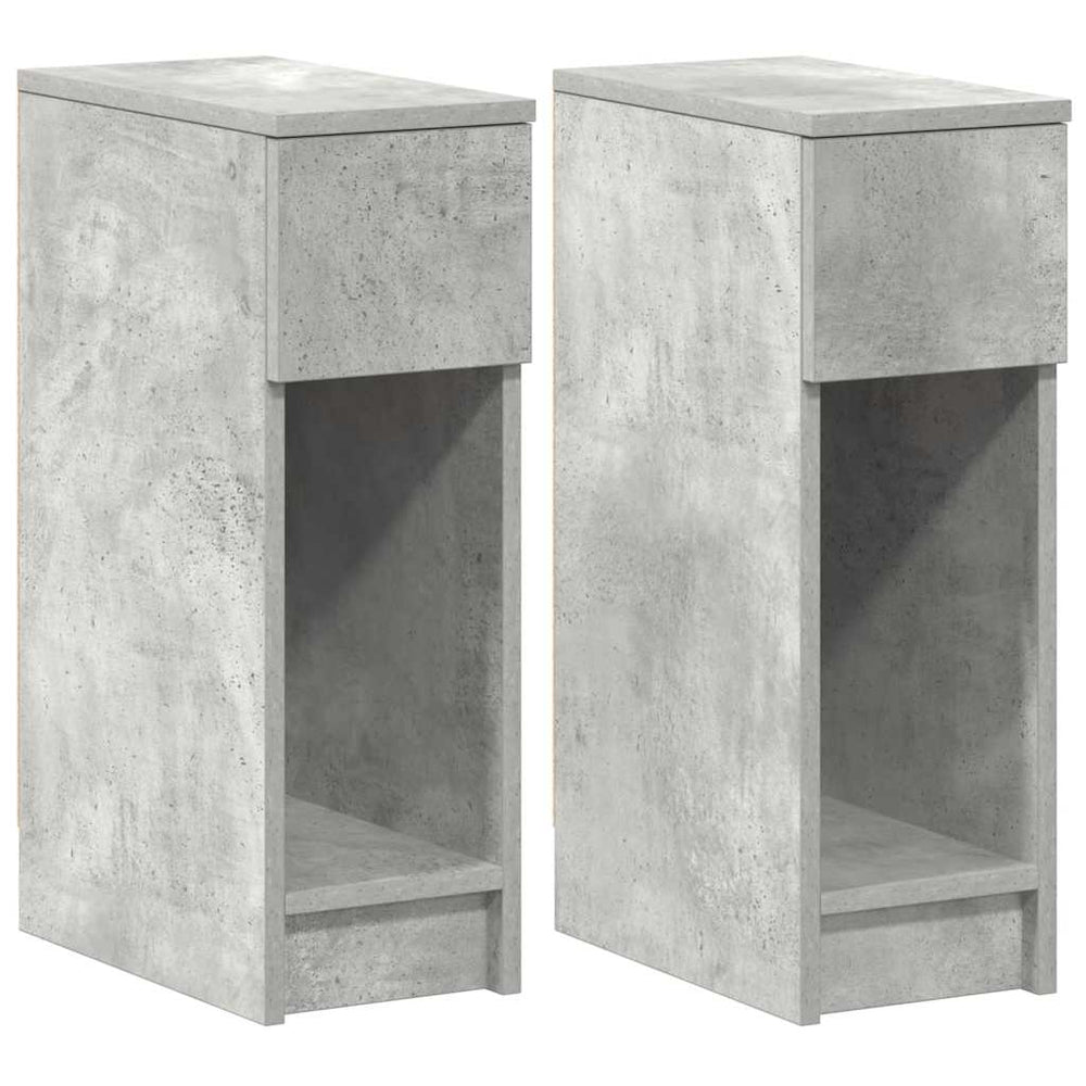 Nachttische mit Schublade, 2er Set Betongrau