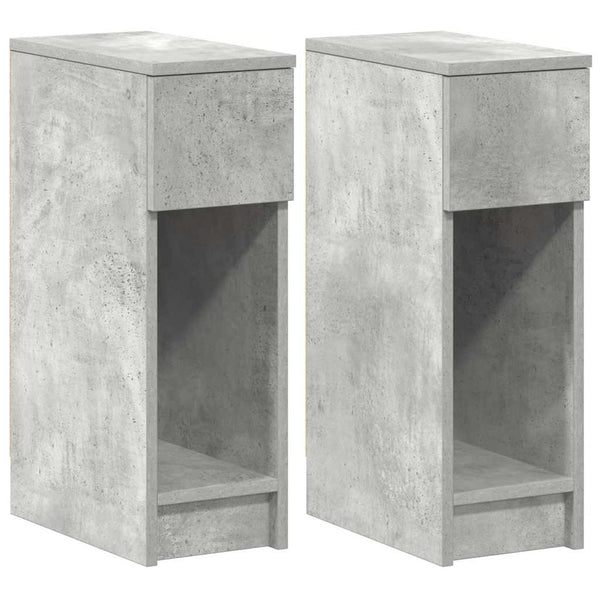 Nachttische mit Schublade, 2er Set Betongrau