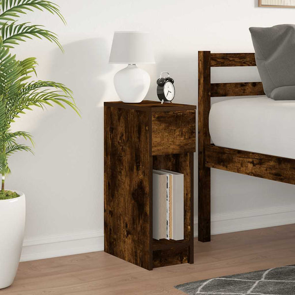 vidaXL Table de chevet avec tiroir chêne fumé 20x36x60 cm