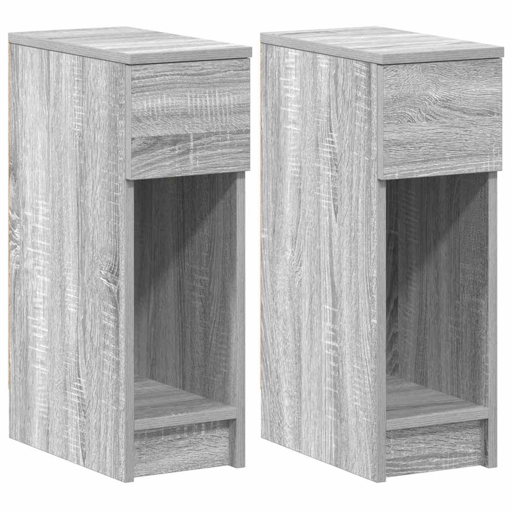 Nachttische Grau Sonoma mit Schublade, 2er Set