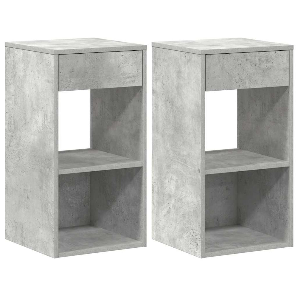Nachttische mit Schublade, 2er Set, Betongrau