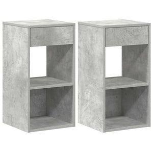 Nachttische mit Schublade, 2er Set, Betongrau