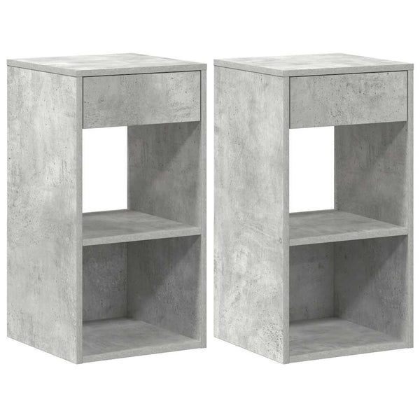 Nachttische mit Schublade, 2er Set, Betongrau