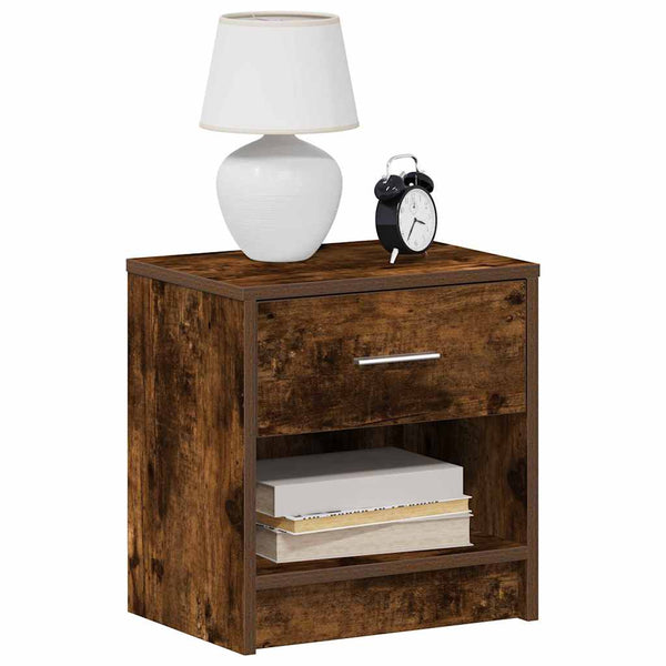 vidaXL Table de chevet avec tiroir chêne fumé 39x28x41 cm