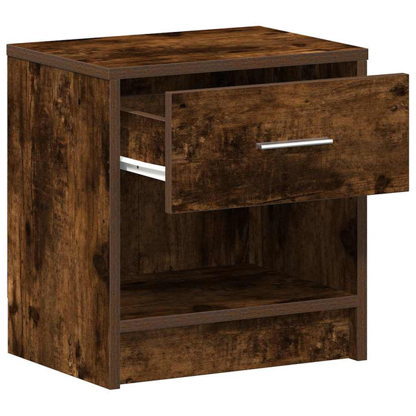 vidaXL Table de chevet avec tiroir chêne fumé 39x28x41 cm