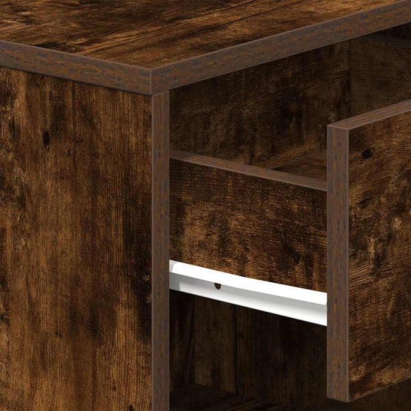 vidaXL Table de chevet avec tiroir chêne fumé 39x28x41 cm