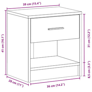 Nachttische 2er Set Räuchereiche 39x28x41 cm