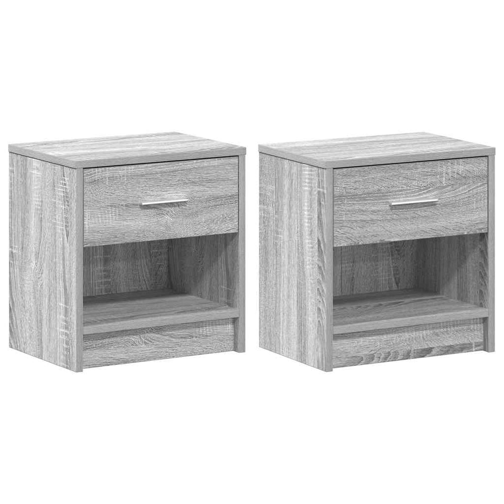 Nachttische 2er Set Grau Sonoma 39x28x41 cm