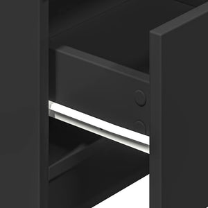 Schwarzer Nachttisch mit 2 Schubladen