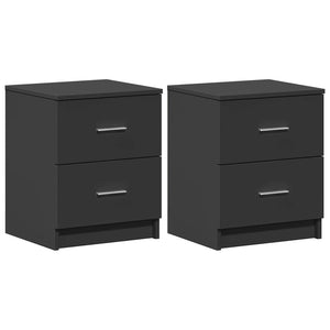 Nachttische Schwarz mit 2 Schubladen, 2er-Set