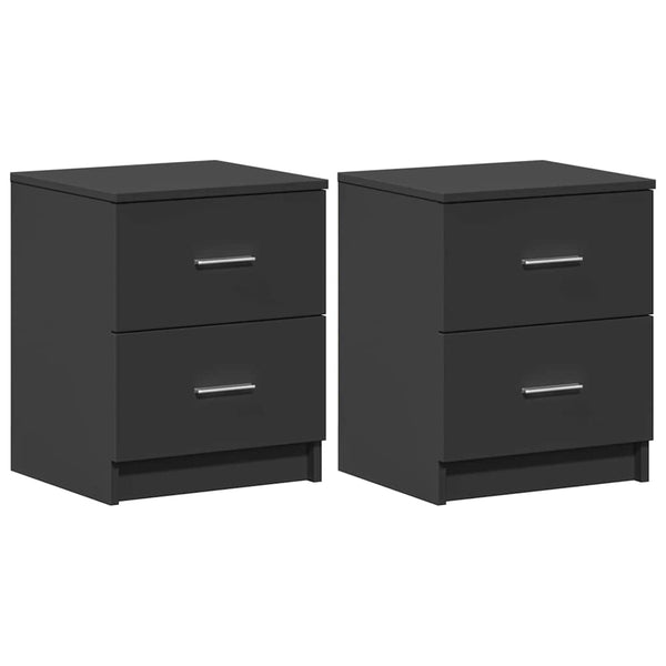 Nachttische Schwarz mit 2 Schubladen, 2er-Set