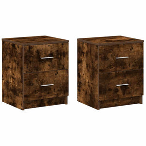vidaXL Tables de chevet 2 pcs avec 2 tiroirs Chêne fumé 40x36x50 cm