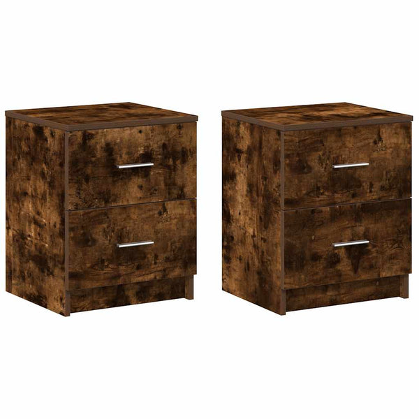 vidaXL Tables de chevet 2 pcs avec 2 tiroirs Chêne fumé 40x36x50 cm