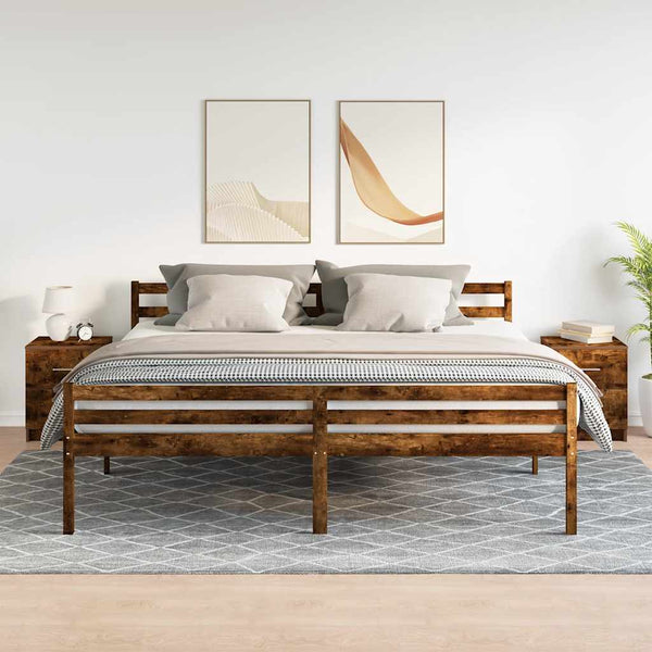 vidaXL Tables de chevet 2 pcs avec 2 tiroirs Chêne fumé 40x36x50 cm