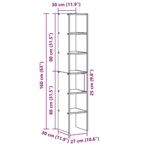 Stapelbare Bücherregale, 2er-Set, Schwarz/Eiche