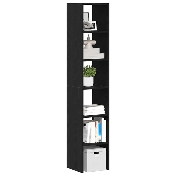 Stapelbare Bücherregale, 2er-Set, Schwarz/Eiche