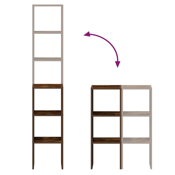 Bücherregale 2er-Set, stapelbar, Räuchereiche