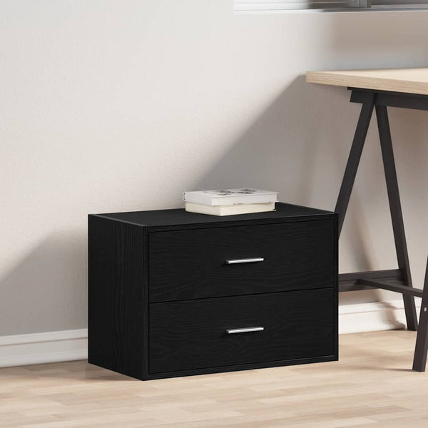 vidaXL Armoire avec 2 tiroirs Noir aspect chêne 60x31x40 cm