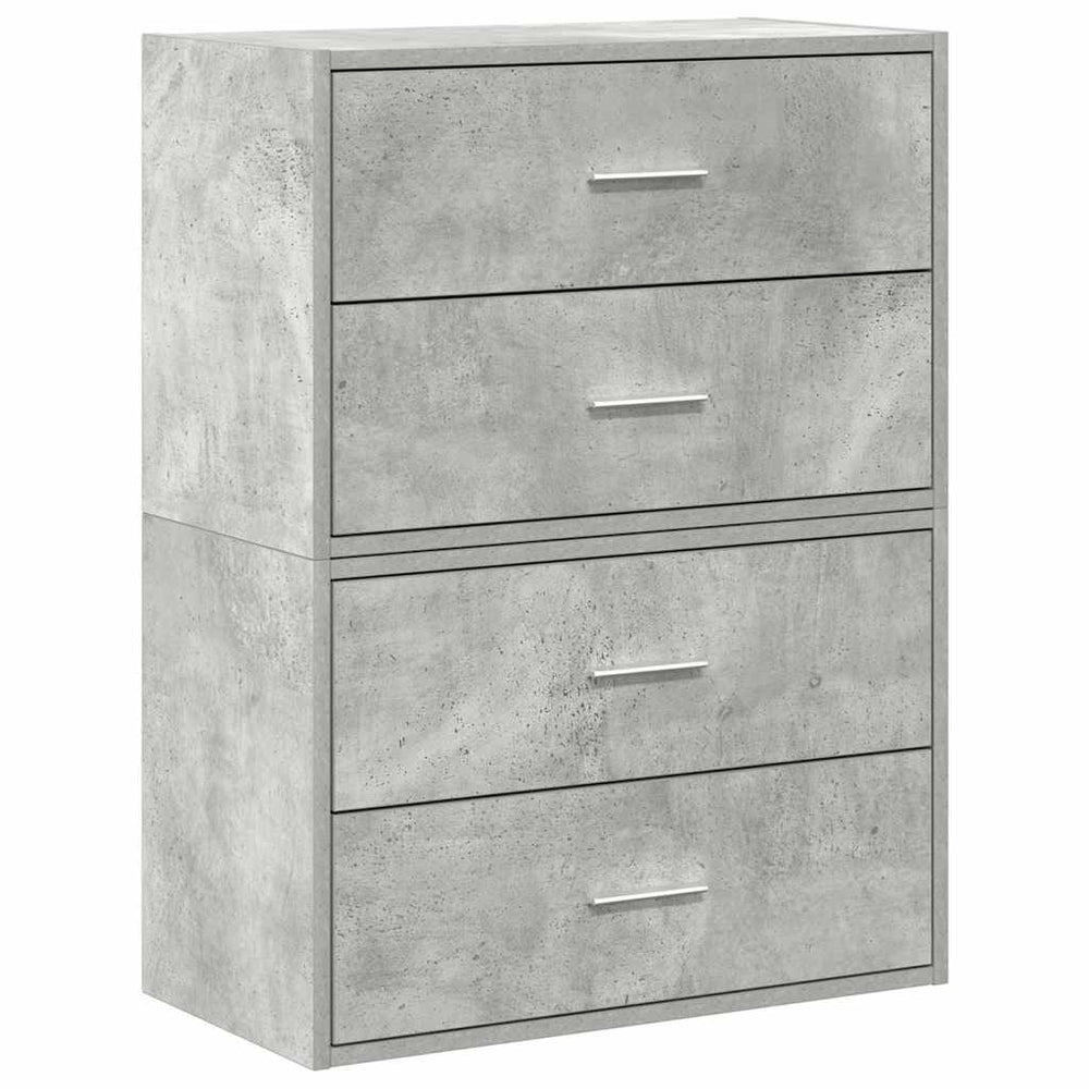 Schränke mit Schubladen, 2er Set, Betongrau