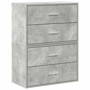 Schränke mit Schubladen, 2er Set, Betongrau