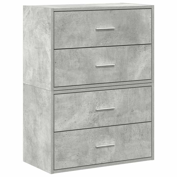 Schränke mit Schubladen, 2er Set, Betongrau