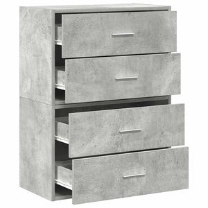 Schränke mit Schubladen, 2er Set, Betongrau