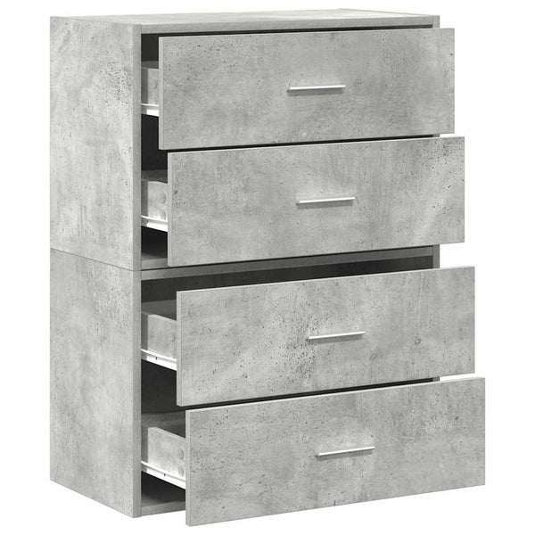 Schränke mit Schubladen, 2er Set, Betongrau