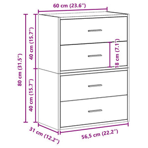 Schränke mit Schubladen, 2er Set, Räuchereiche