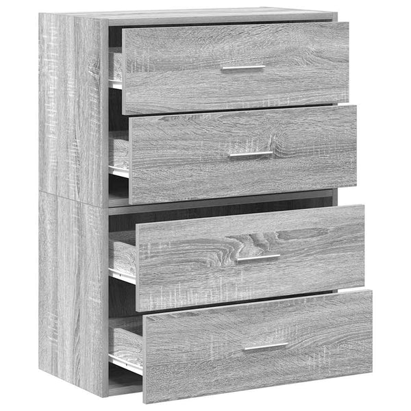 Schränke mit Schubladen, 2er Set, Grau Sonoma