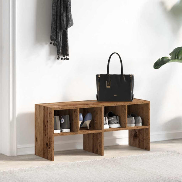 Stapelbares Schuhregal in Altholz-Optik