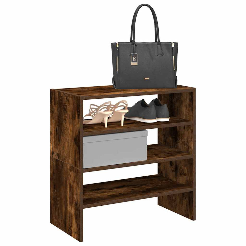 Stapelbare Schuhregale, 2er-Set, Räuchereiche