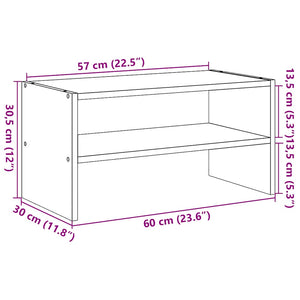 Stapelbares Schuhregal Grau Sonoma 60 cm