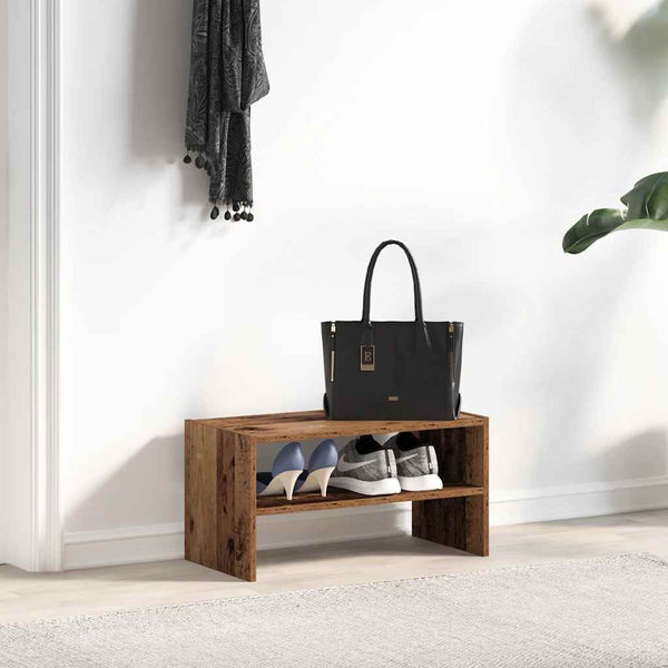 Stapelbares Schuhregal in Altholz-Optik