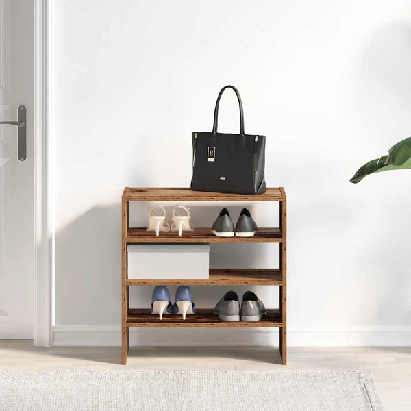 Stapelbare Schuhregale 2er Altholz-Optik