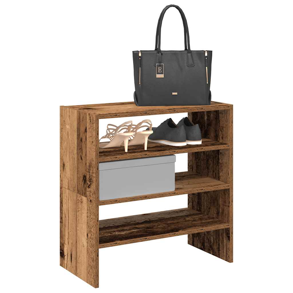 Stapelbare Schuhregale 2er Altholz-Optik
