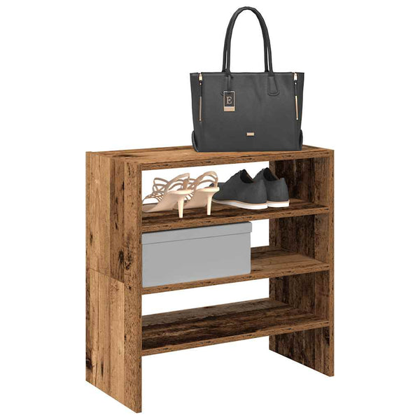 Stapelbare Schuhregale 2er Altholz-Optik