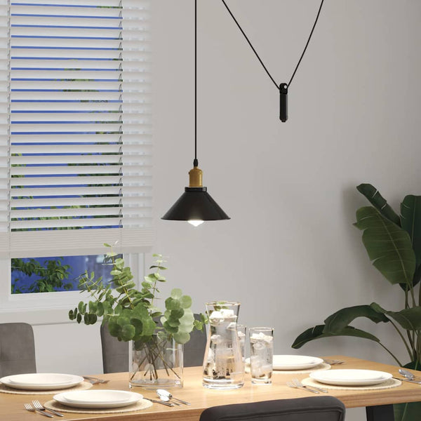 Höhenverstellbare Pendelleuchte E27 Schwarz Ø 22cm