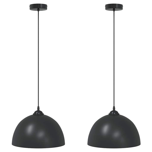 Höhenverstellbare Pendelleuchten, 2er Set, Schwarz