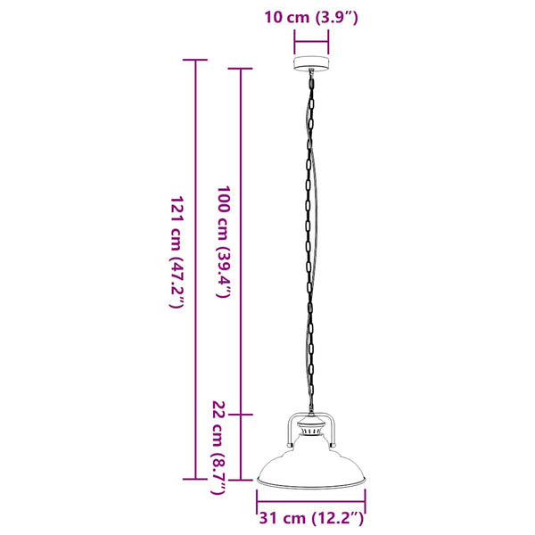 Schwarze Pendelleuchte E27 Ø 31cm