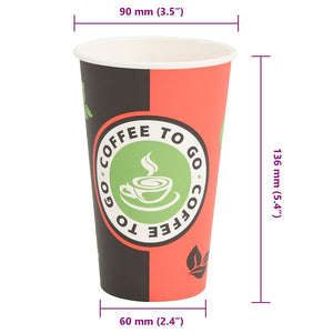 Pappbecher 400ml, Rot & Schwarz, 1000 Stk.