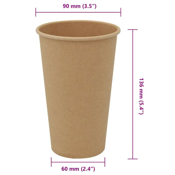 Braune Pappbecher 400ml - 1000 Stück