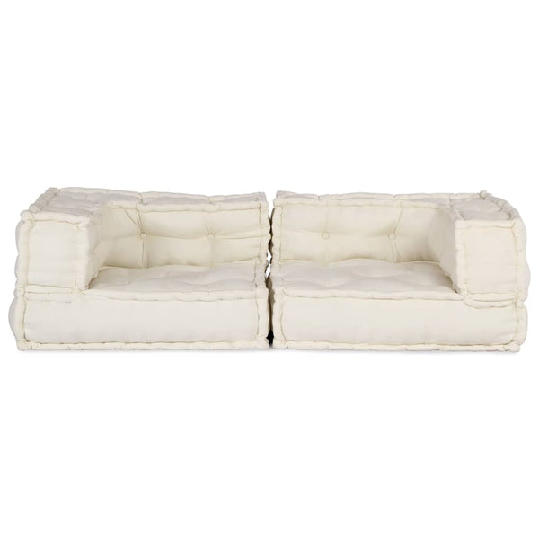 2-Sitzer Modulsofa Creme Stoff