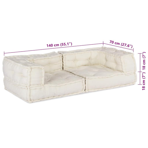 2-Sitzer Modulsofa Creme Stoff