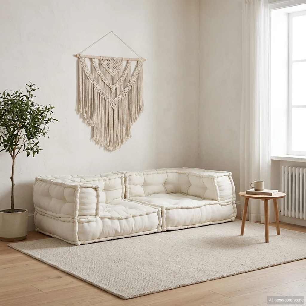 2-Sitzer Modulsofa Creme Stoff