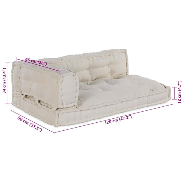 Palettensofa Kissen Creme 3er Set