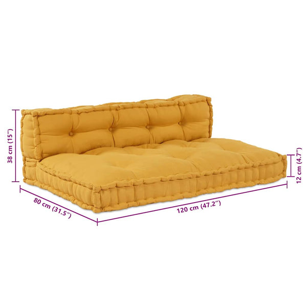 Gelbe Palettenkissen 2er Set 120x80 cm